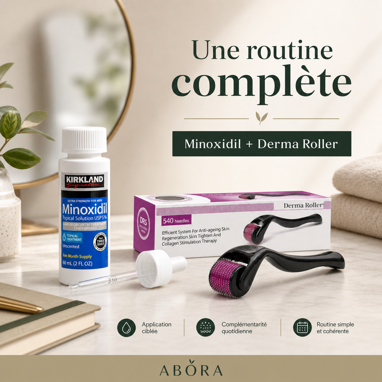 Routine Croissance Barbe & Cheveux — Minoxidil + Derma Roller