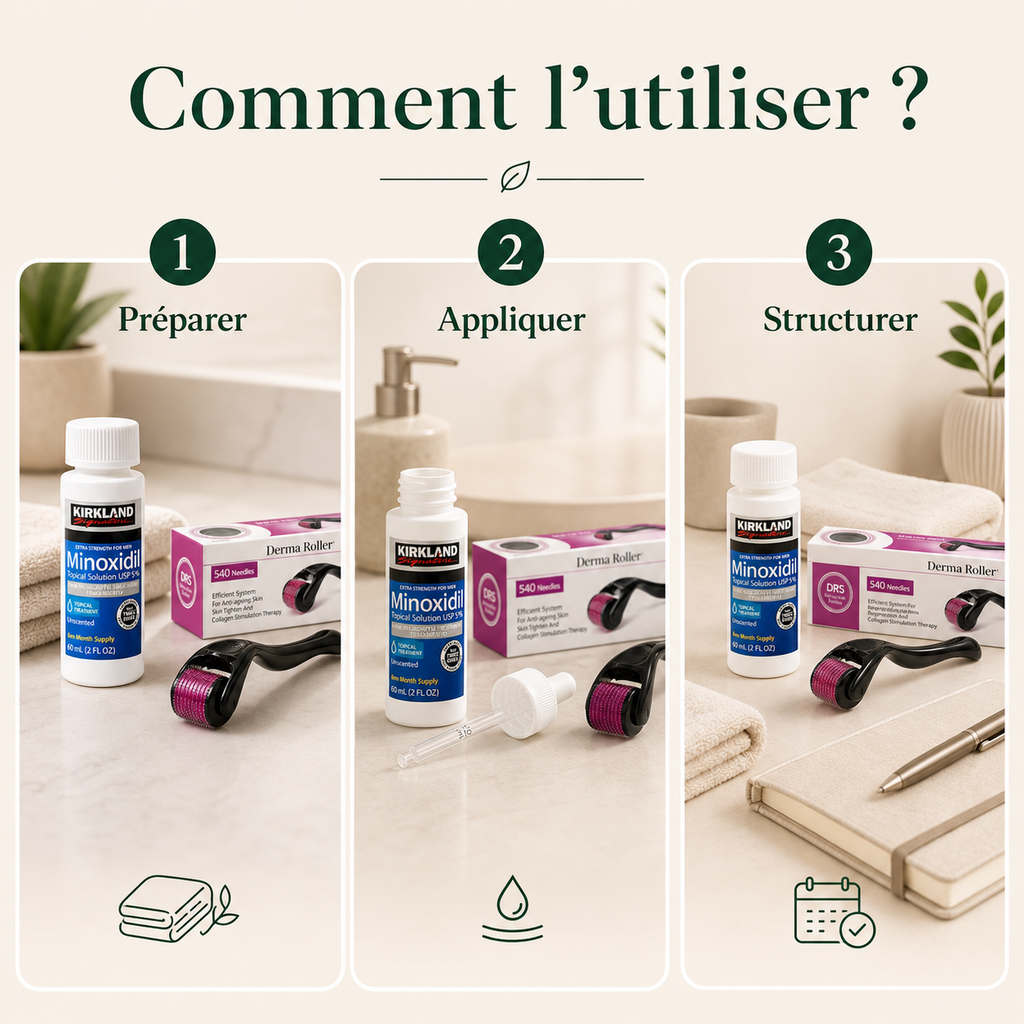 Routine Croissance Barbe & Cheveux — Minoxidil + Derma Roller