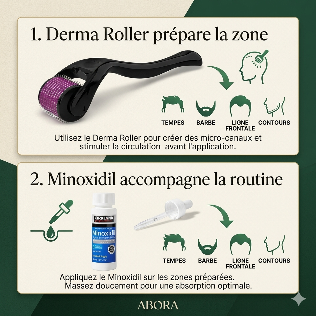 Routine Croissance Barbe & Cheveux — Minoxidil + Derma Roller