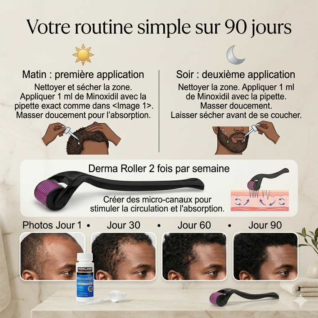 Routine Croissance Barbe & Cheveux — Minoxidil + Derma Roller